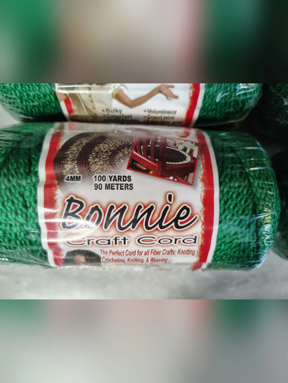 Lot of 4 Vintage Bonnie Macrame Craft Cord 4mm 100 Yds Green NOS
